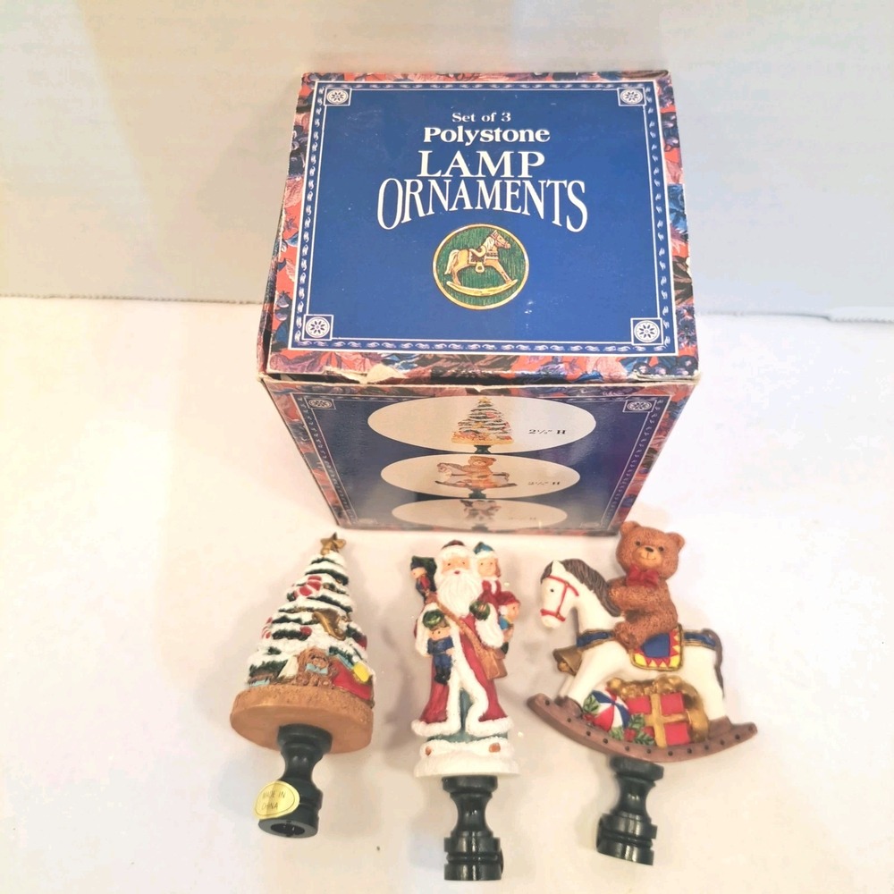 Set of 3 Polystone Holiday Lamp Ornaments